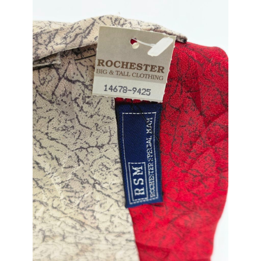 Rochester Abstract Pattern Red Beige Men’s Tie - Picture 3 of 3